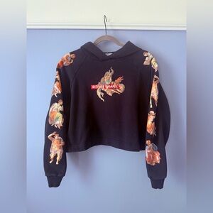 Women’s Zara Black Sistine Chapel hooded cropped sweatshirt size S